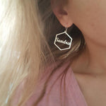 custom hexagon name earrings