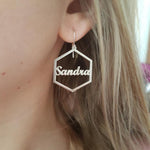 custom hexagon name earrings