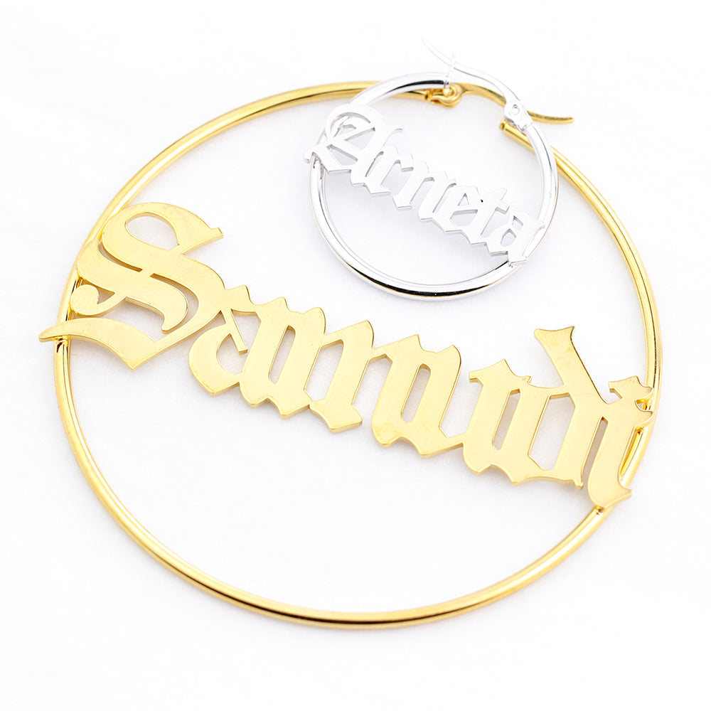 custom name hoop earrings