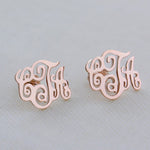 custom initial monogram stud earrings