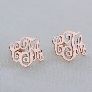 custom initial monogram stud earrings