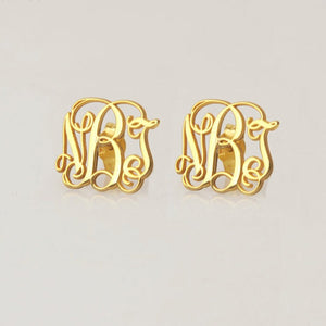 custom initial monogram stud earrings