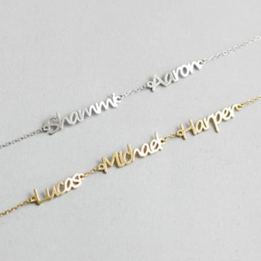 customizable three name bracelet