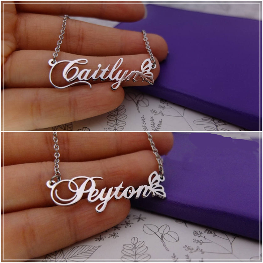 customizable butterfly name necklace