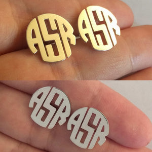 customizable round monogram stud earrings