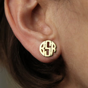 customizable round monogram stud earrings