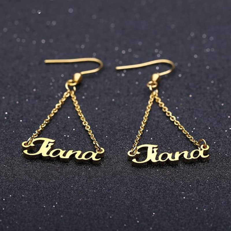 custom name drop earrings