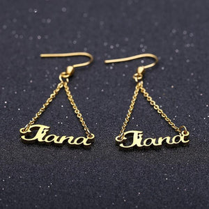 custom name drop earrings