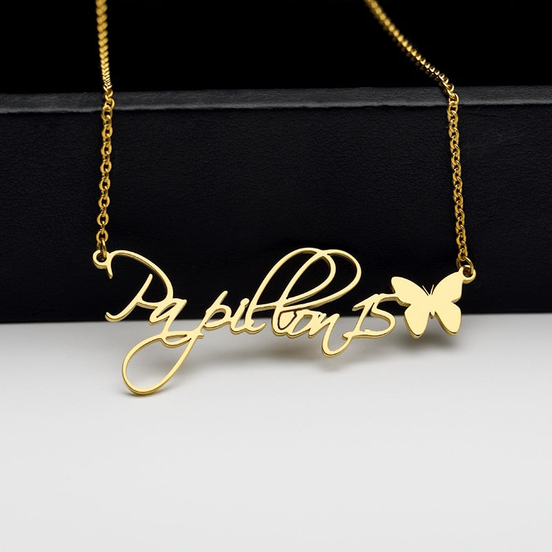 Custom Butterfly Nameplate Pendant 2-6 Letters Initial Name Necklace |  Initial necklace, Personalized jewelry, Initials