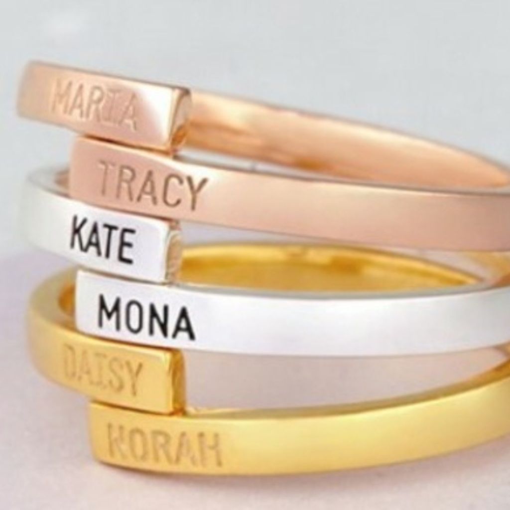 custom engraved double name ring