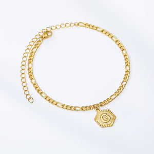 gold letter initial anklet