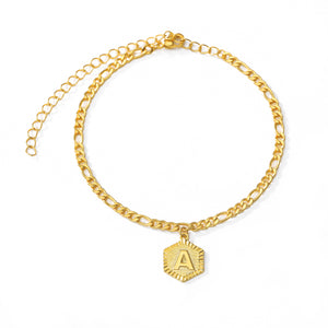 gold letter initial anklet